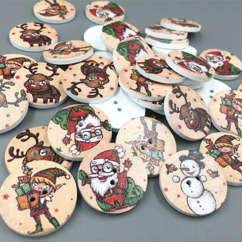 100 шт. круглые деревянные пуговицы для скрапбукинга 25 мм|Пуговицы| |