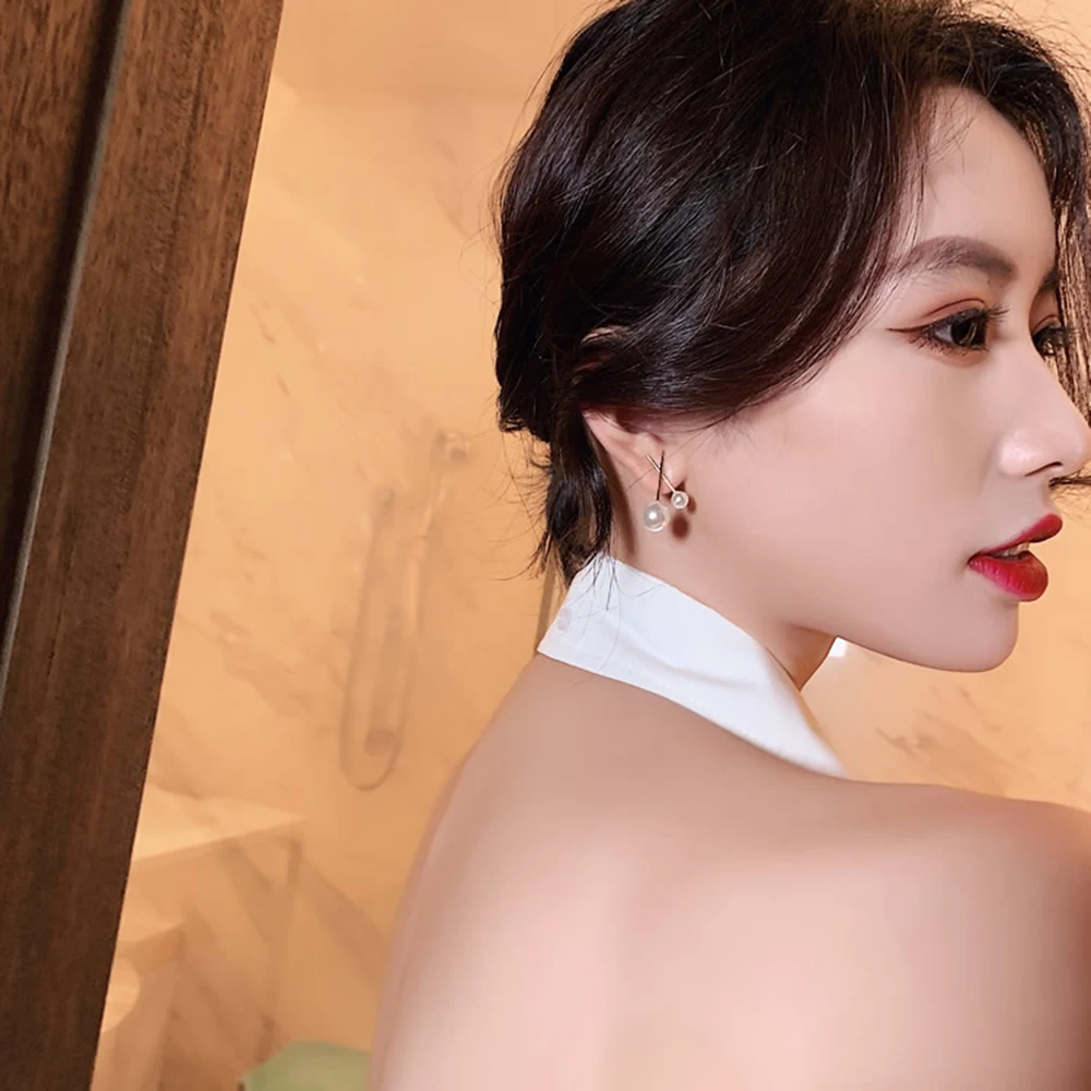 Серьги в Корейском стиле золотые металлические большие маленькие жемчужные