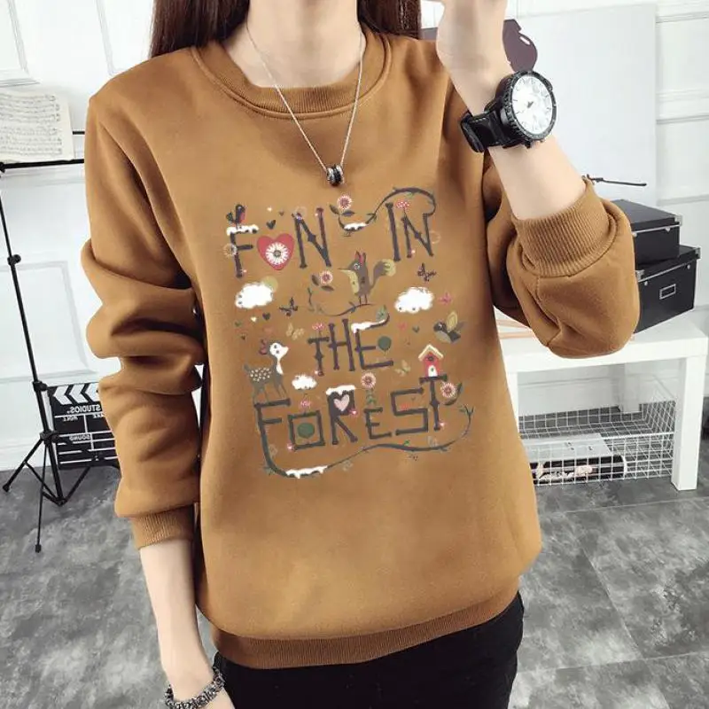 

Winter Fashion Casual Warm Women Hoodies Sweatshirt Print Alphabet Animal Harajuku Loose Long Sleeve Female Pullover