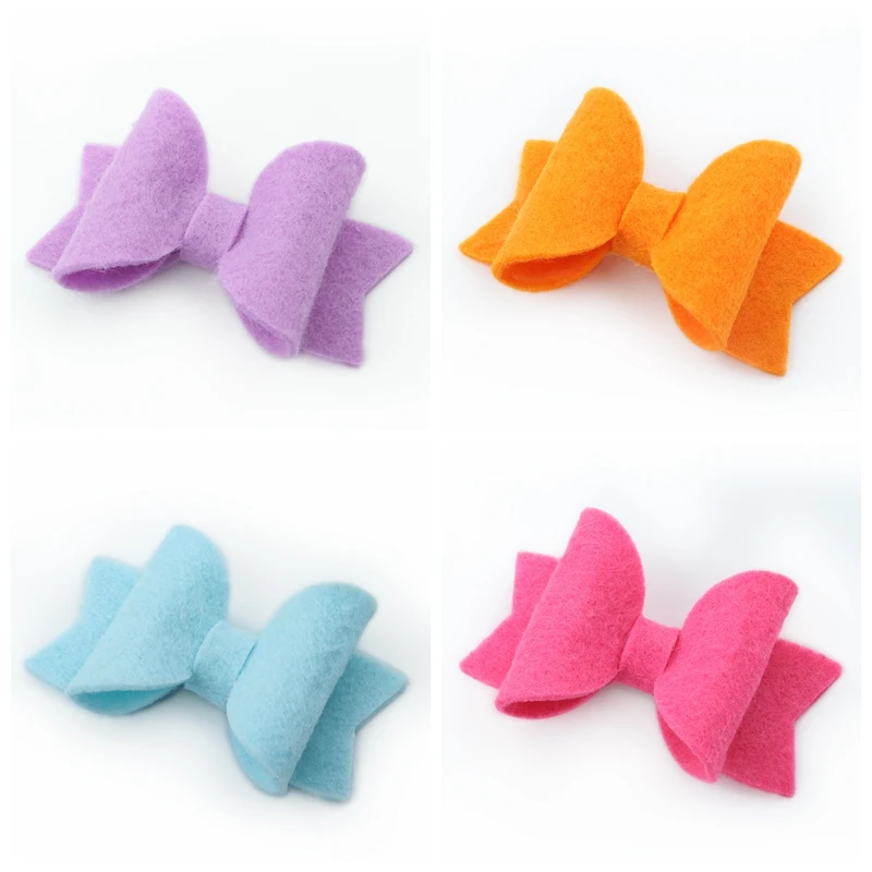 20pcs/set Girls Hair Bows Hairpins Barrettes Hairgrip 3 Inch Solid Hairbow Non Woven Warm Bow WITH/WITHOUT Clips New Headwear |
