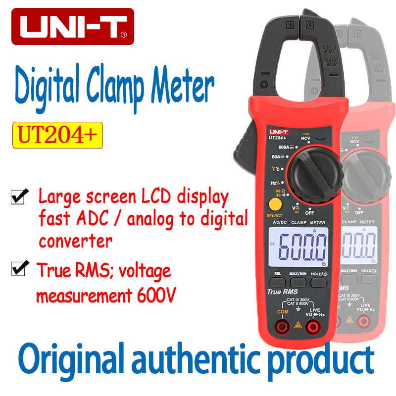 UNI T UT204 + 400 600A цифровой AC DC токовые клещи мультиметр True RMS Авто диапазон Вольтметр| |
