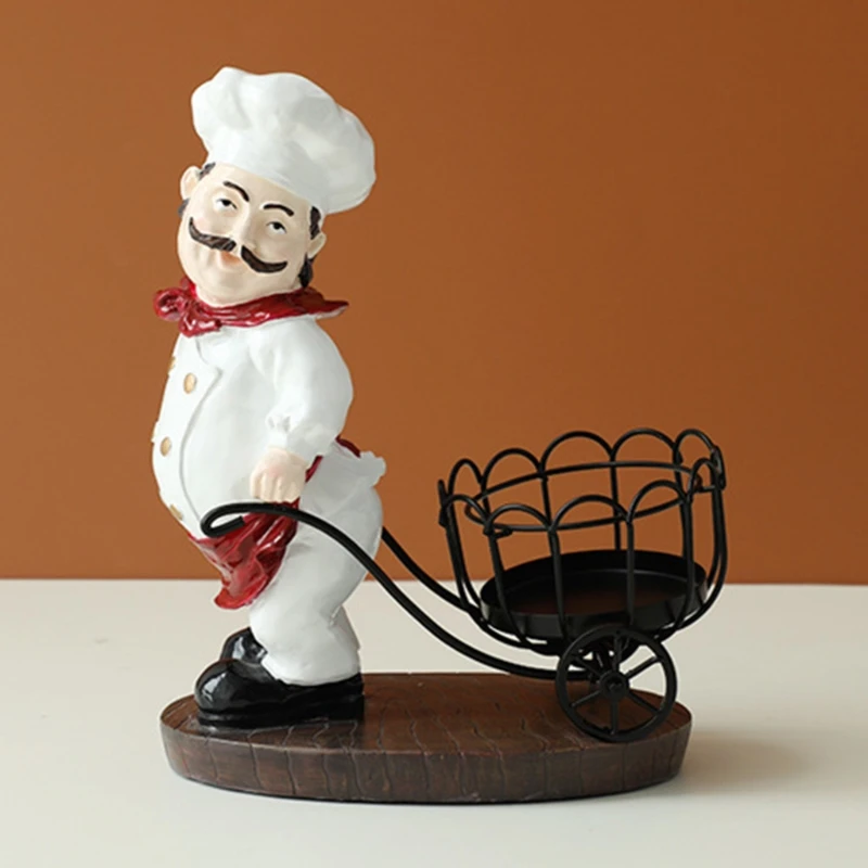 

Cartoon Chef Wine Storage Rack Resin Organizer Holder Cabinet Craft Ornaments