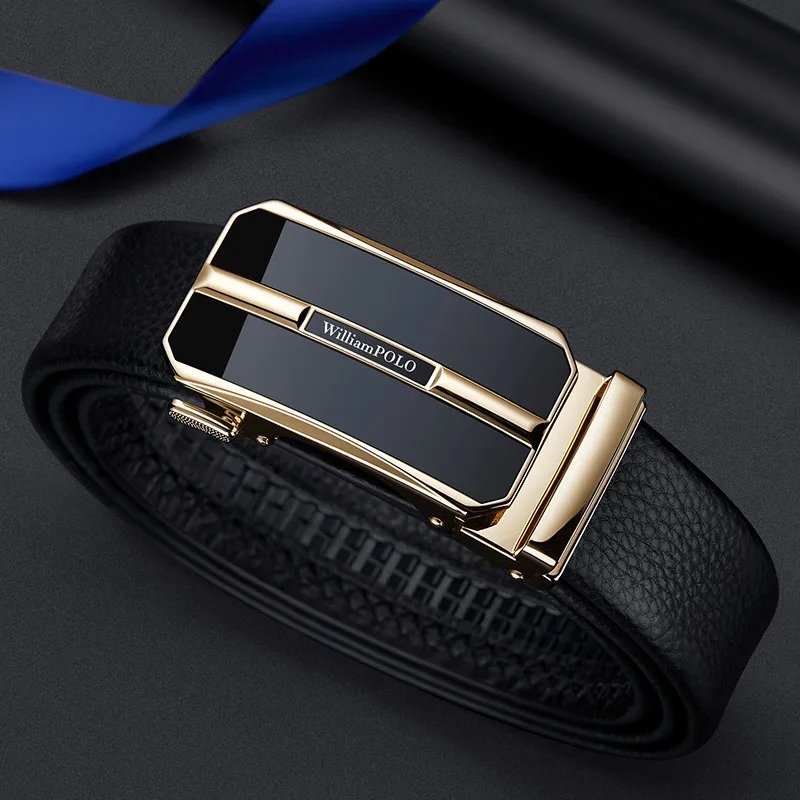 Men's dress leather belt fashion high-end brand trouser belt automatic buckle business belt