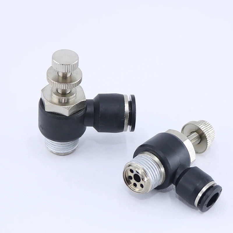 Черный пневматический клапан серии SL цилиндр с наружной резьбой дроссельная