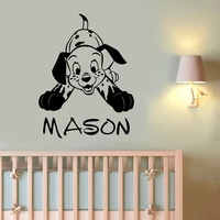 personalized wall decal custom name cartoon dog art kids bedroom nursery pet shop interior decor door window vinyl sticker q694