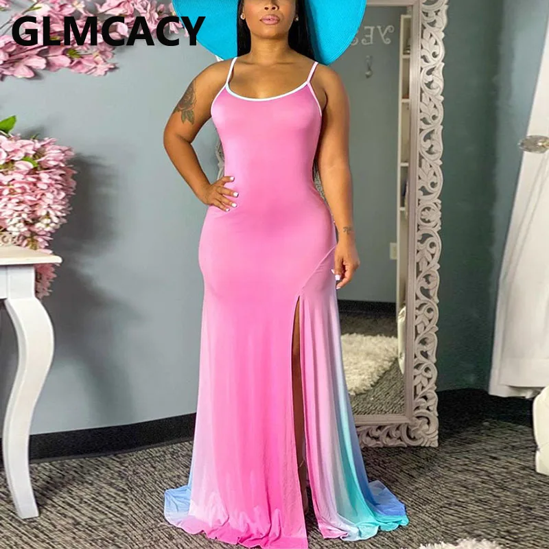 Женское платье макси с высоким разрезом облегающее длинное элегантное вечернее