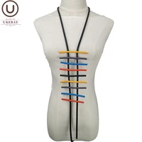 ukebay new gothic pendant necklaces women long statement necklace geometric sweater chain handmade rubber necklace for party