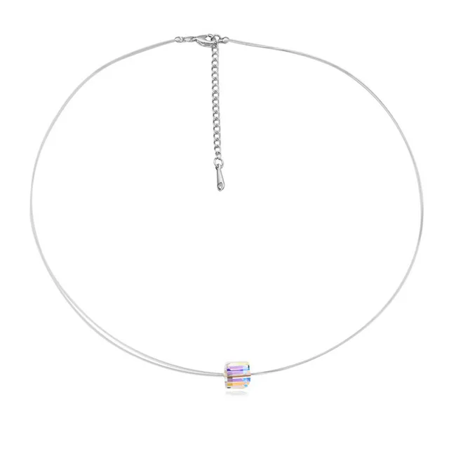 Трендовое ожерелье-чокер с кристаллами Swarovski, прозрачная леска, модные ювелирные изделия для женщин, подарки на день Святого Валентина - Окраска металла: 2-2