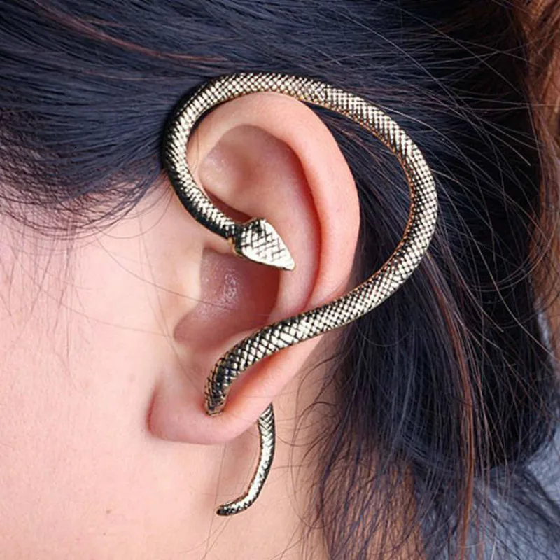 

Vintage Gothic Punk Snake Ear Cuff Clip Earrings For Women Exaggerate Retro Silver Color Cuff Earrings Jewelry Piercing Stud 1pc