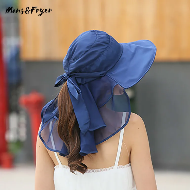 Солнцезащитные шляпы с Защита лица и шеи для женщин Sombreros Mujer Verano широкими полями