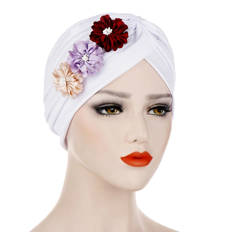 

Patterened Hijabs Turban Hat Headscarf Resuable Islam muslim head scarf Cap Muslim Head Cover Flower Bonnet Hat Bandanas Hijabs