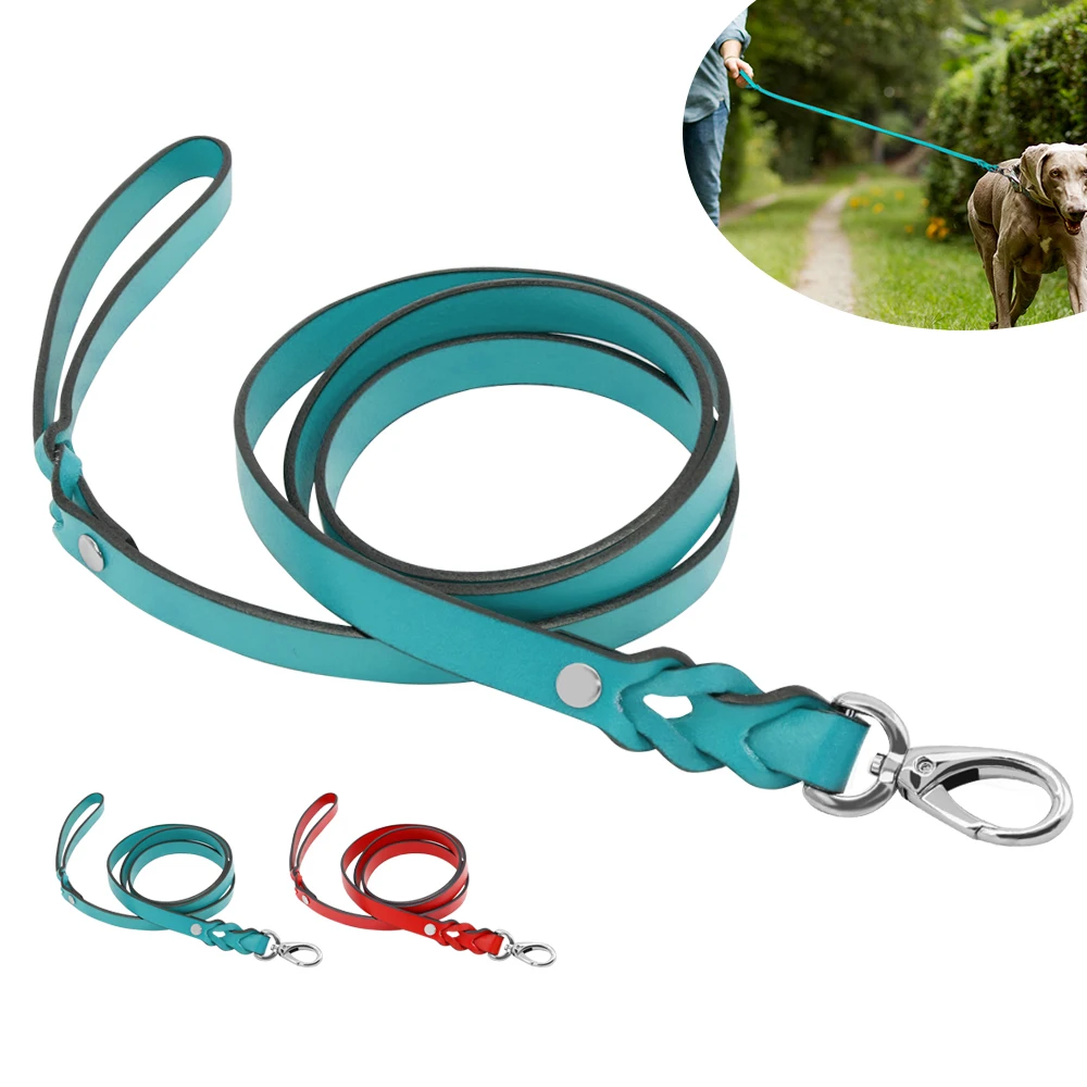 

Leather Large Dog Leash Durable Outdoor Pet Walking Training Leads Leashes for Medium Large Dogs Pitbull German Shapard