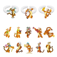 disney classic animation character jumping tigger pattern ring epoxy ring cute play image acrylic ring jewelry