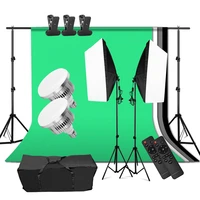 photography softbox lighting kit 2x2m background frame 4pcs backdrops tripod stand 85w thir color dimmable led bulb for video