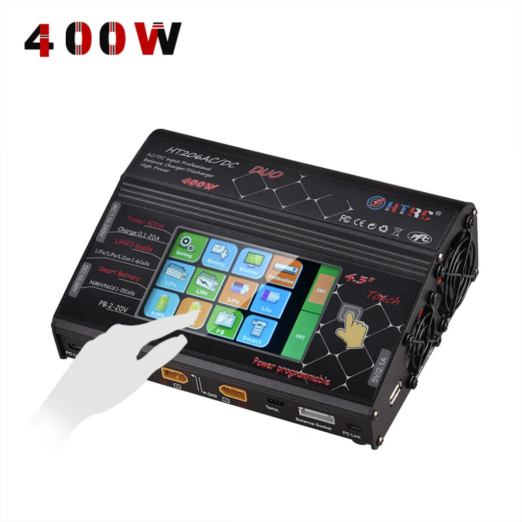 HIINST 22 NEW HTRC HT206 DUO 400w Dual 2 Port RC Modle Lipo Battery Balance Charger Discharger | Игрушки и хобби