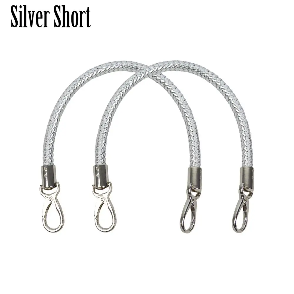 silver short Новинка, huntfun, 1 пара длинных коротких ремней для мини-Сумки С О-образным карманом, женская сумка с ручками, кожаные ручки для OBag, корзина с Луной - Цвет: silver short