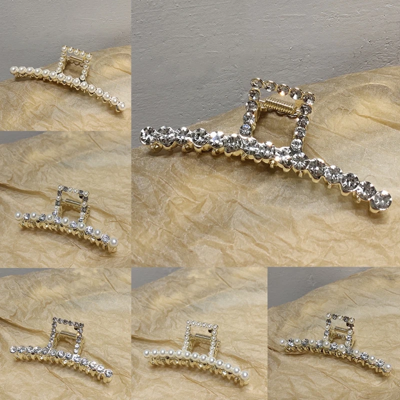 Винтажные металлические заколки для волос с имитацией жемчуга Стразы