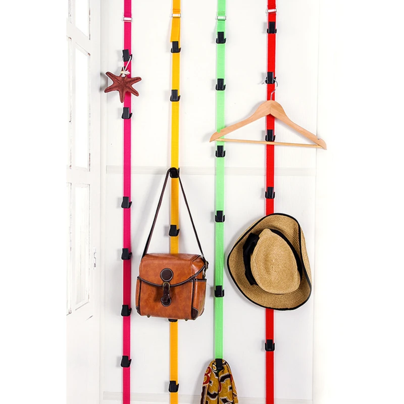 

1PC Multi-Purpose Home Organizer Storage Hanger Hook Strap Lanyard Adjustable Nail-Free High-Strength Door-Back Coat Cap Rack