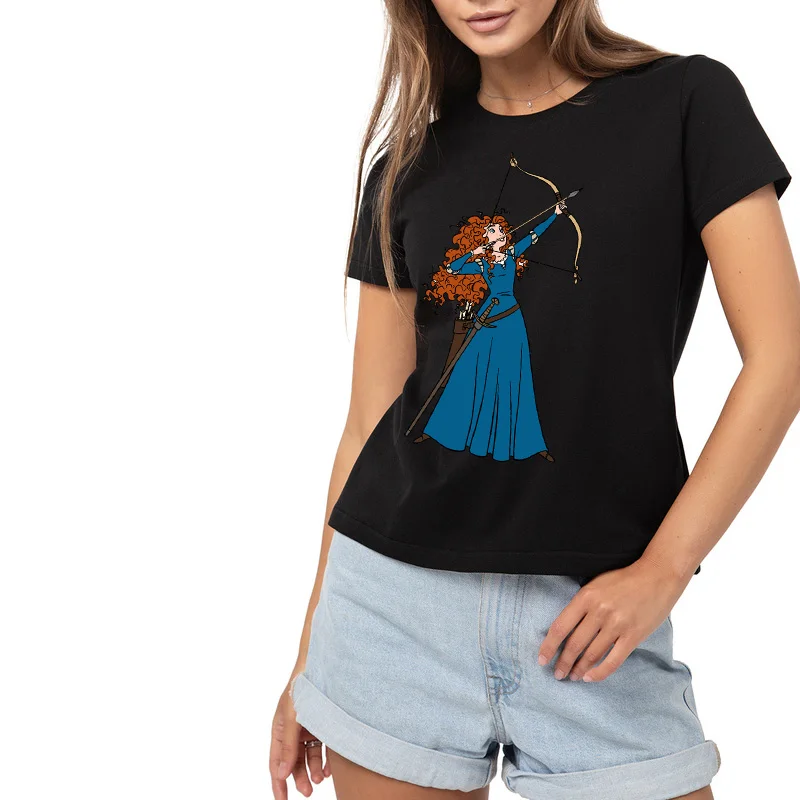 

Woman Disney Merida Princess Archery Printed Harajuku Summer Tshirts Casual Round Neck Short Sleeve Tops Ladies Tee Shirt Female