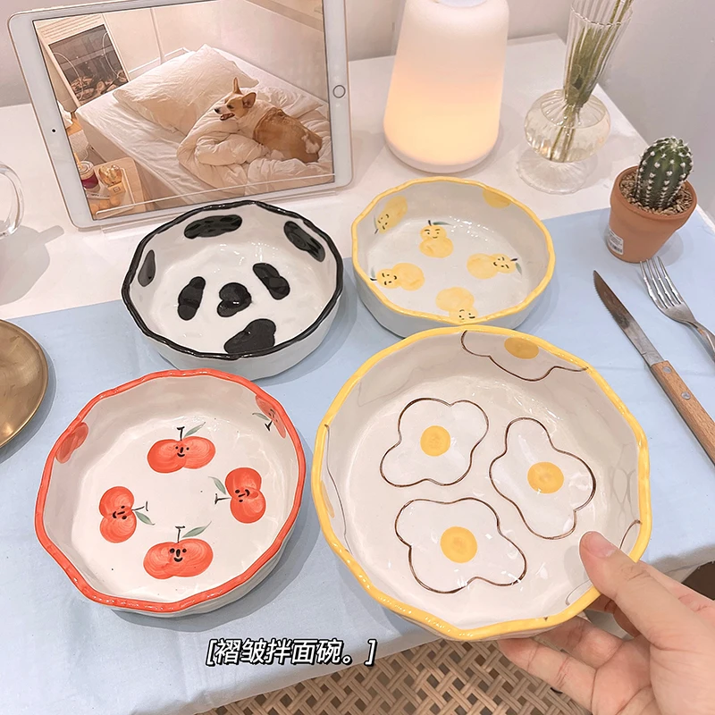 

1Pcs hand-painted flowers ceramic plate tableware square plate steak salad fruit cake sushi storage decorative plate 7inch