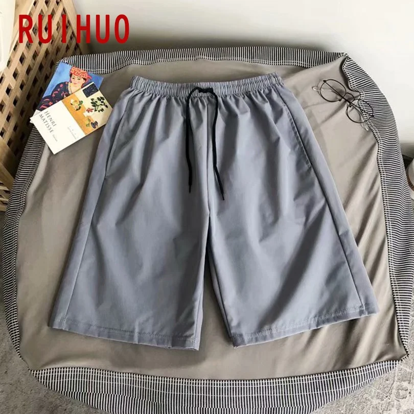

RUIHUO Solid Casual Harajuku Shorts Men New Japanese Short Men Clothing M-3XL 2021 New Arrivals