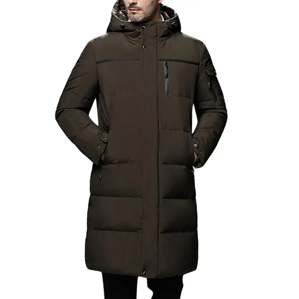Мужские куртки yunклос Сверхлегкий пуховик толстый однотонный средней длины с