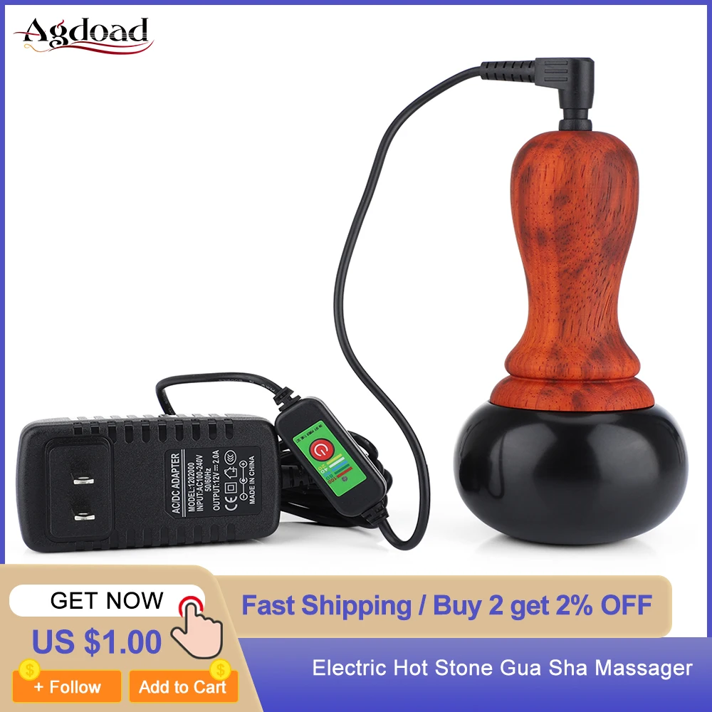 Массажер гуаша Электрический с горячим камнем спа для расслабления массажа лица