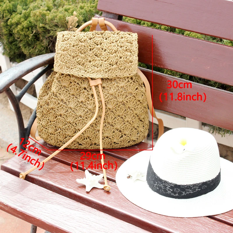 

Bohemian Hollow Straw Backpack Women Handmade Straw Paper Rope Shoulder School Bags for Women Back Packs Beach Woven Women's Bag