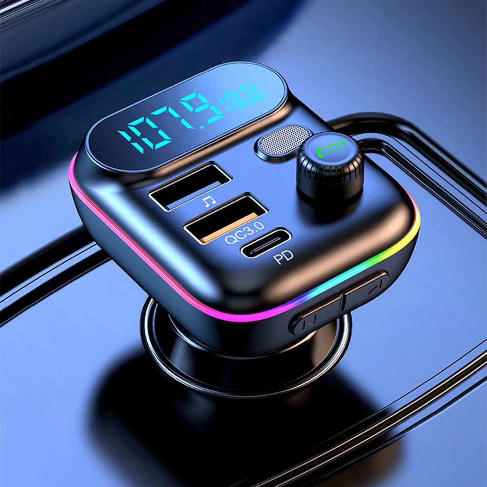 Автомобильный FM-передатчик Bluetooth 5 0 PD 20 Вт Type-C 2 порта USB3.0 зарядное устройство для