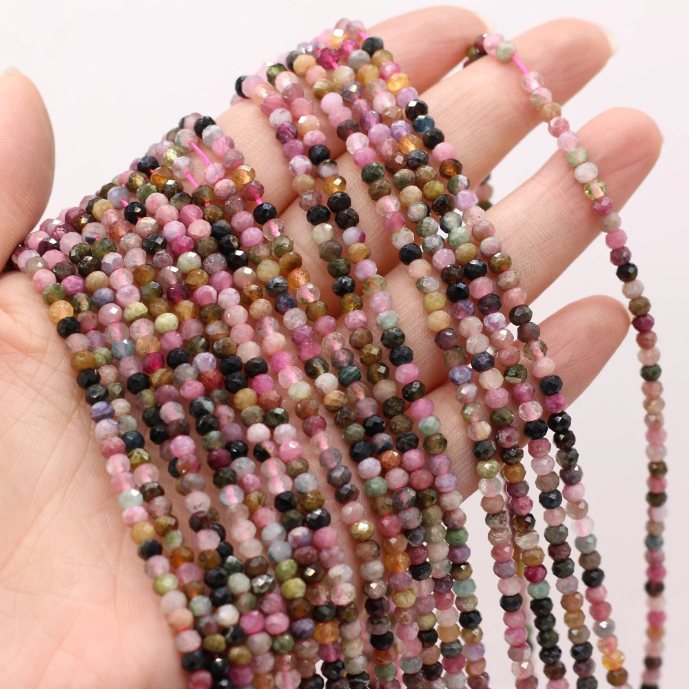 

Natural Semi-precious Stone Small Beads Tourmaline 3x2mm For DIY Necklace Earrings Accessories Gift Length 38cm