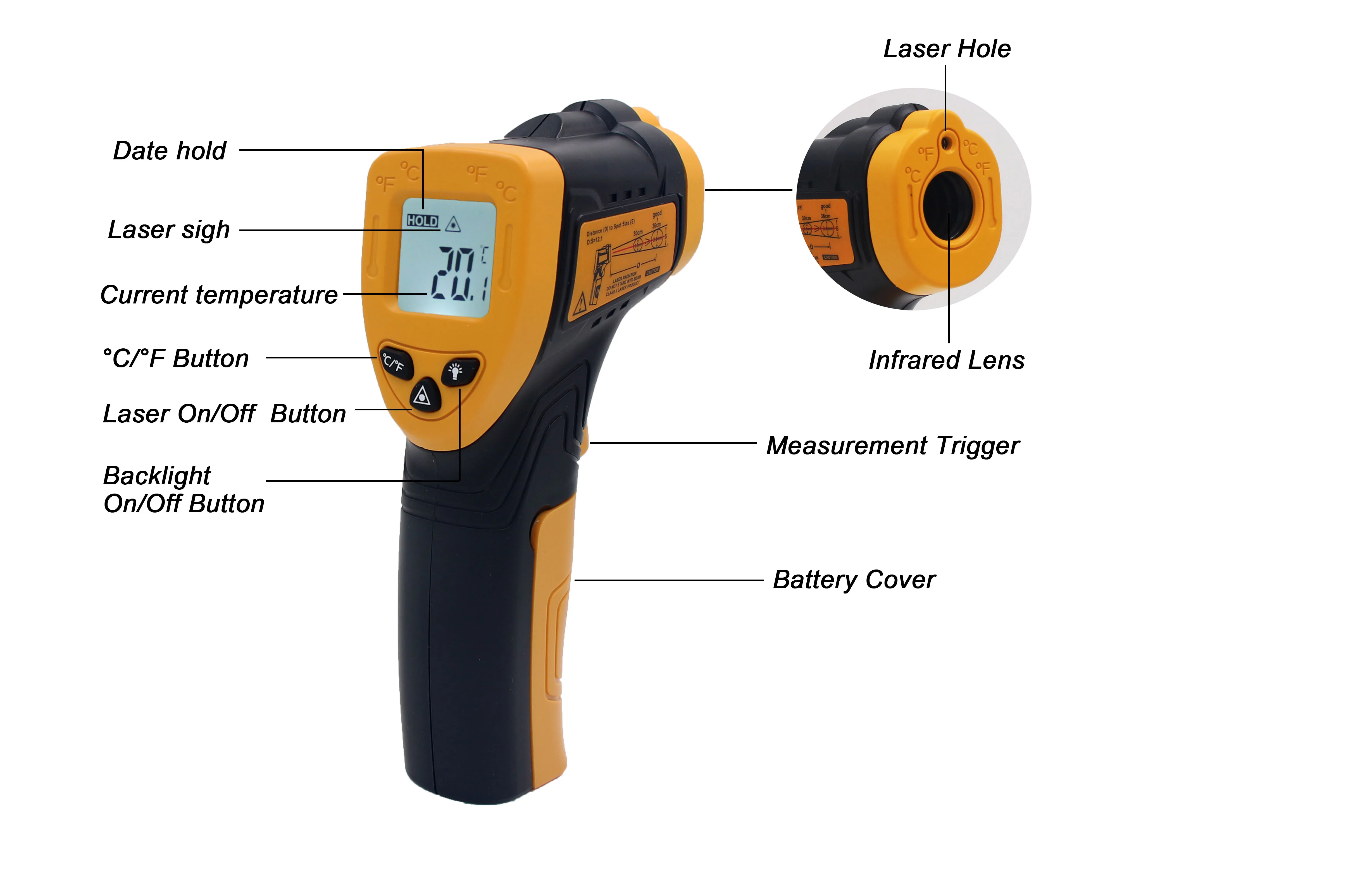 Высокоточный ИК цифровой инфракрасный термометр Бесконтактный тестер