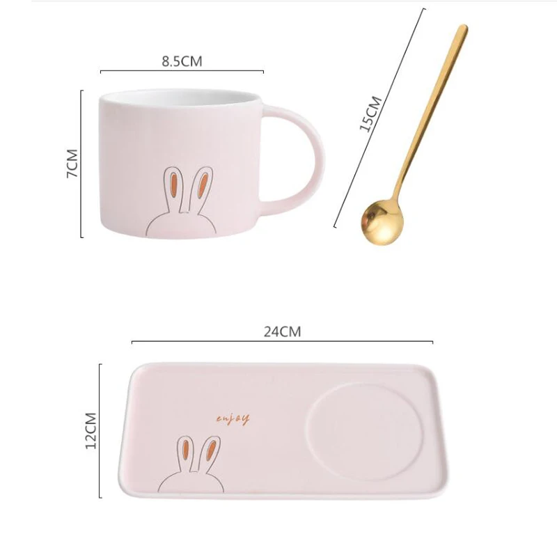

Nordic Ceramic Coffee Cup and Saucer Set Tea Cup With Spoon Cafe Dessert Tableware Office Afternoon Tea Cup Breakfast Milk Cup