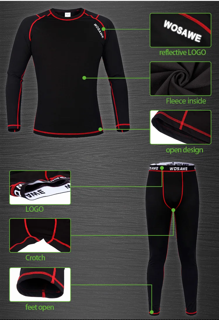 WOSAWE Мужские Трикотажные изделия для велоспорта термобелье флисовая майка с