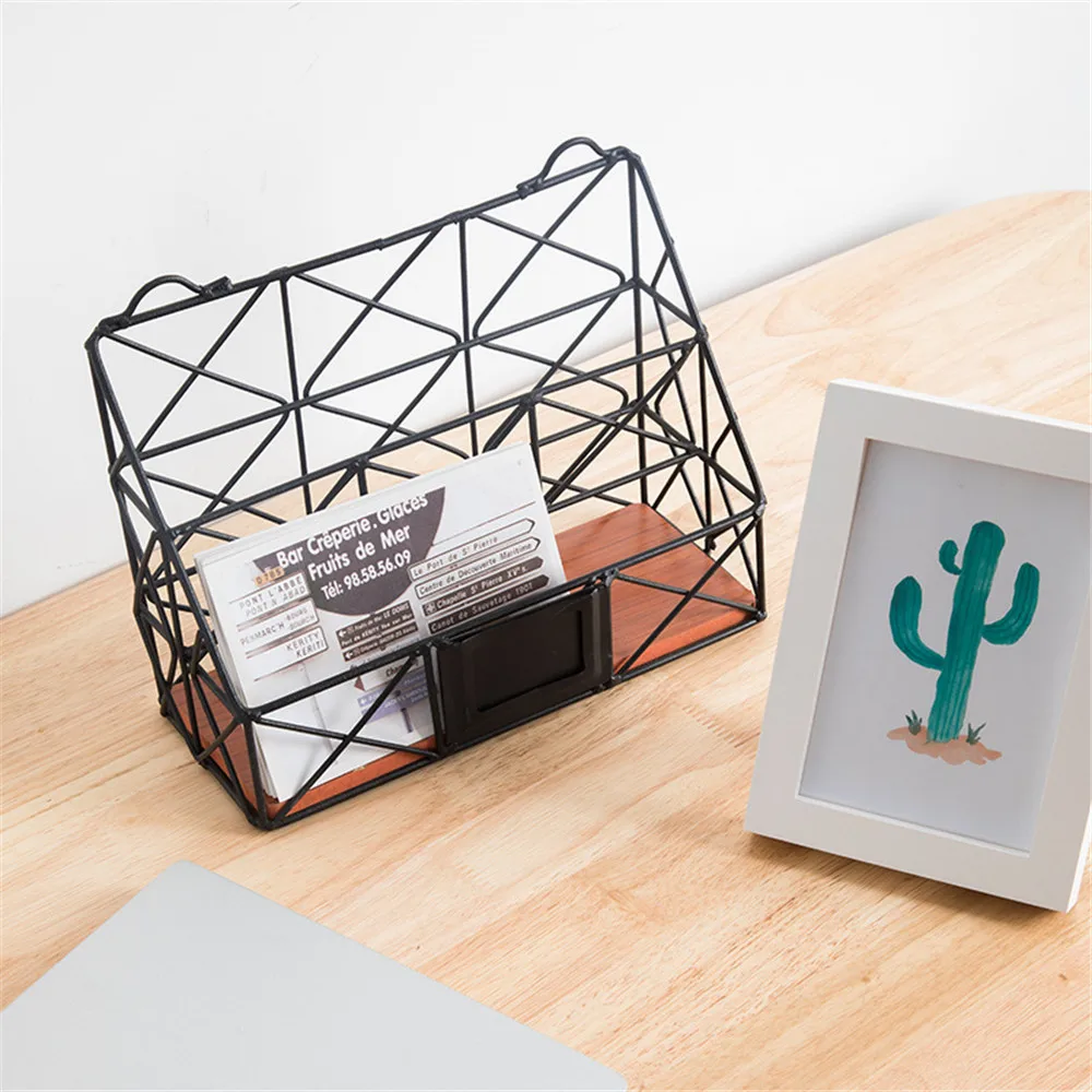 Скандинавская черная металлическая корзина для хранения Офисная настольная