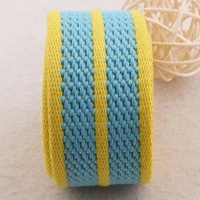 1 12 cotton webbing yellow blue striped ribbon yellow edge bag purse straps totes belts tape bag handle bag purse straps 38mm