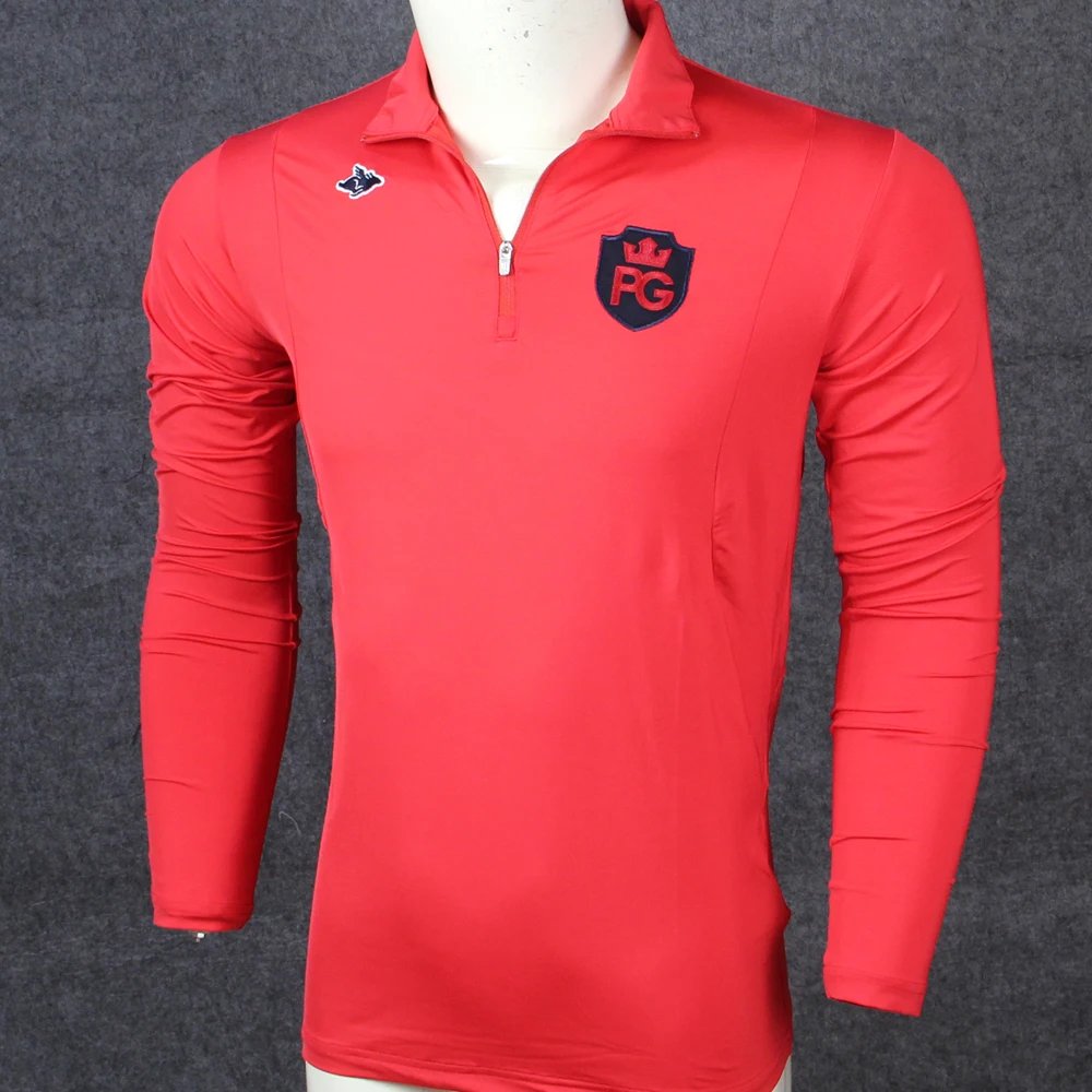 Мужская футболка для тренировок PG Спортивная с длинными рукавами и воротником на