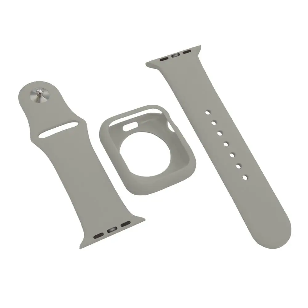 Dark gray Защитный чехол и ремешок для apple watch 4, 5, 44 мм, 40 мм, мягкий силиконовый браслет 2 в 1, подходит для iwatch series 3, 2, 1, 42 мм, 38 мм - Цвет: Dark gray