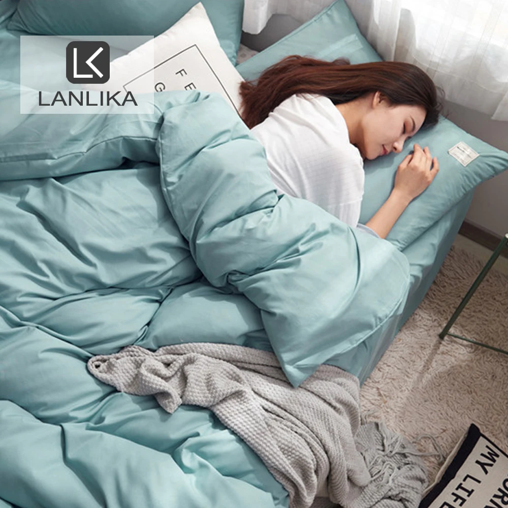 

Lanlika Sky Blue Bedding Set Double Queen King Bedspread Flat Fitted Sheet Adult Bed Linens Decor Home Textiles Mattress Cover