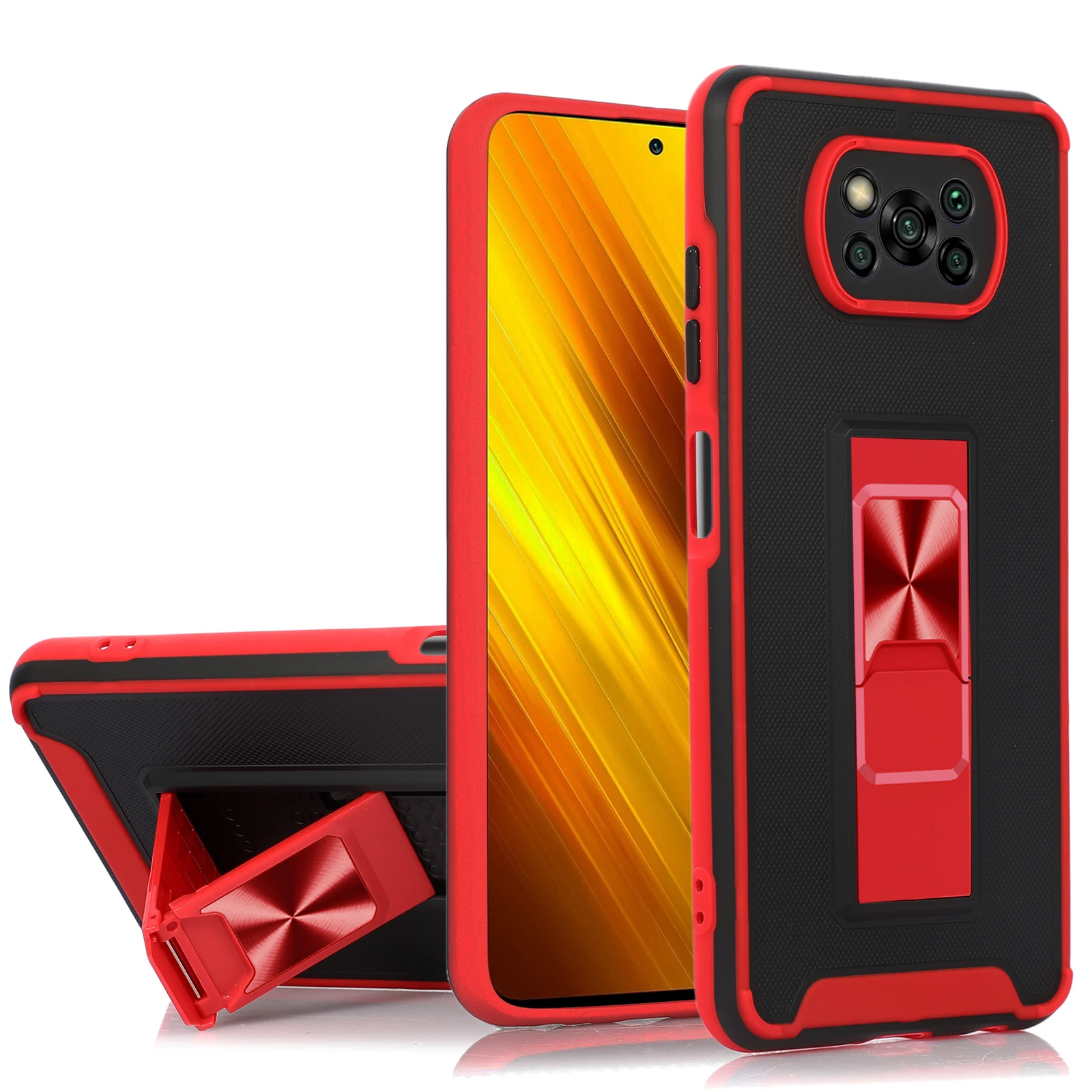 

Luxury Color buttons shockproof Anti-fall Protection Magnetic Armor invisible slide stent Phone Case For Poco X3 NFC Pro Cover