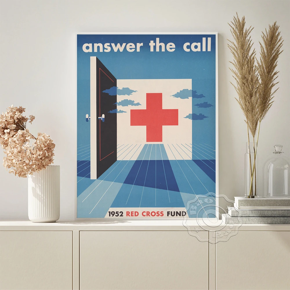 

Vintage Art Prints Publicity Poster Abstract Red Cross Graphic Design Canvas Painting Living Lounge Office Studio Home Decor