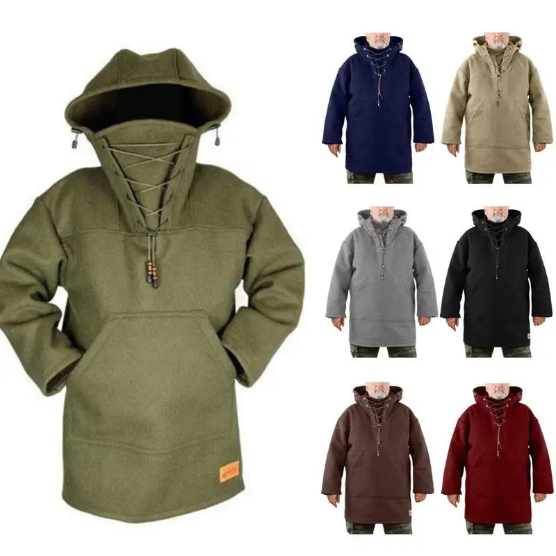 

2021 Winter Mid-length Casual Loose Men's Hooded Sweater Long Sleeve Casual Sweater Men's Trendy Polyester S-5XL