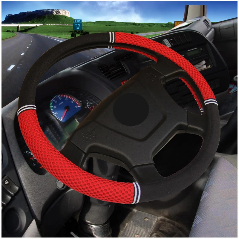 

Car Steering Wheel Cover Wrap Fashion Sandwich Fabric Breathable Big Truck Bus Van Lorry Volant For 36 38 40 42 45 47 50 CM