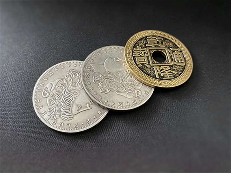 Цифровой растворитель (версия Morgan) Волшебные трюки монета визуально изменяет