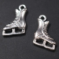20pcs silver color cute 3d skates pendants hip hop earrings bracelet metal accessories diy charms jewelry crafts making p602