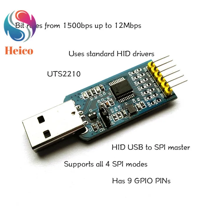 

HID USB to SPI Master Device UTS2210 Conversion Adapter Support 9 GPIO DIY RC Electronic Robot Model UNO Development Board