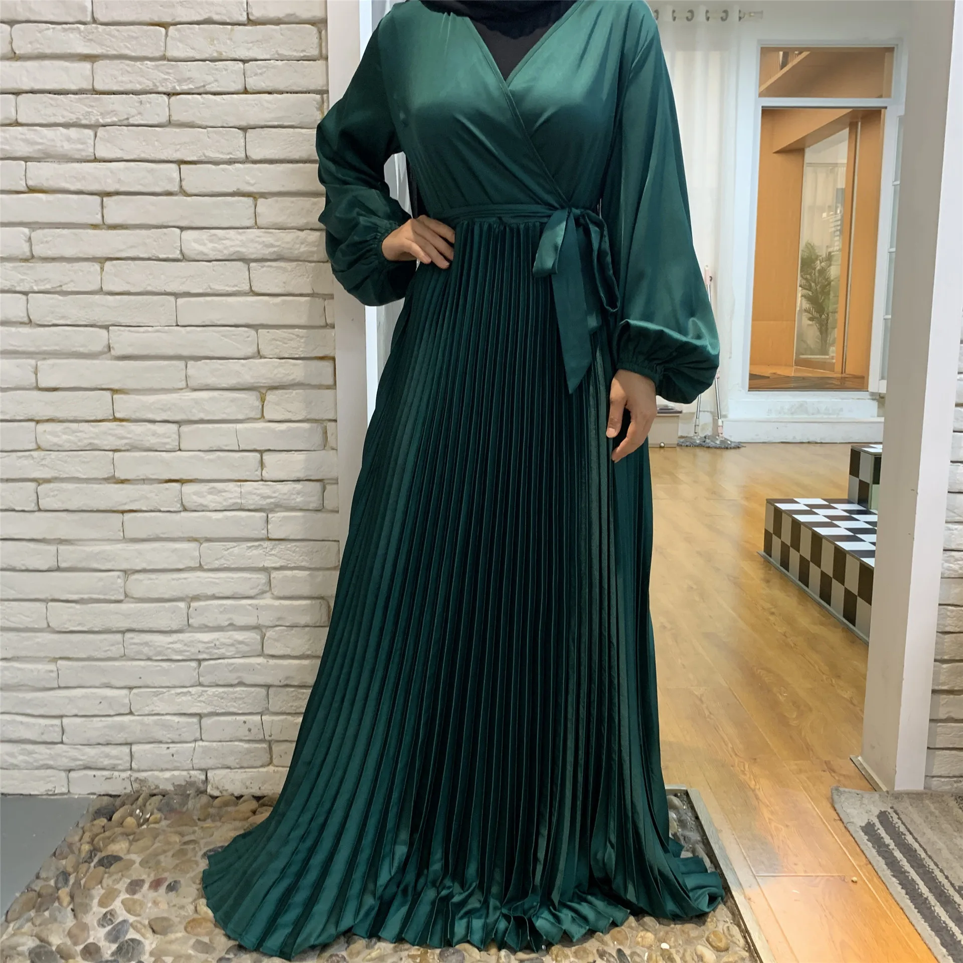 Атласная Абая Дубай, Турция мусульманский хиджаб платье ислам одежда Вечерние платья для женщин халат длинное женское платье