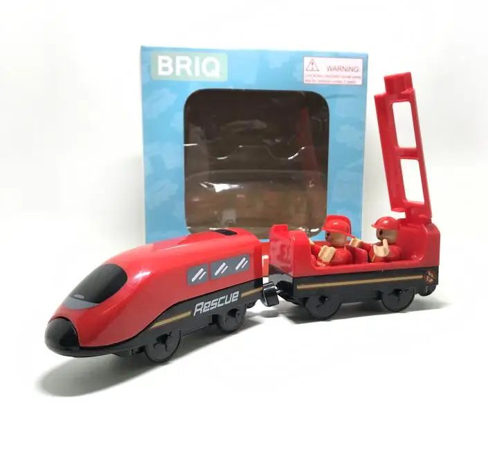red-box Новая игрушка со звуком Электрический магнитный поезд совместим с BRIO деревянный трек четырехцветный Электрический поезд детский трек игрушка - Цвет: red-box