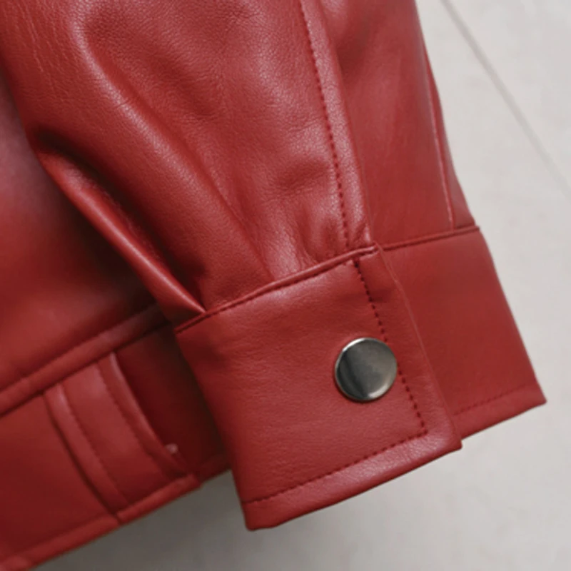 

Girlfriend Oversized Faux Leather Jackets Women Red Overcoat Spring Loose Fit Automotive Biker Leather Jacket Coat Woman A597