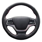DIY чехол рулевого колеса автомобиля из натуральной кожи для Hyundai Elantra 4 2016 2017 Solaris 2017 Accent 2018защита руля
