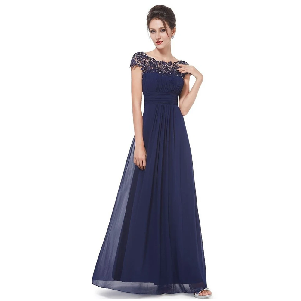 Женское шифоновое платье макси с круглым вырезом и высокой талией|Женские